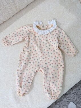 Konges Slojd Cream Floral Baby One-Piece Bodysuit
